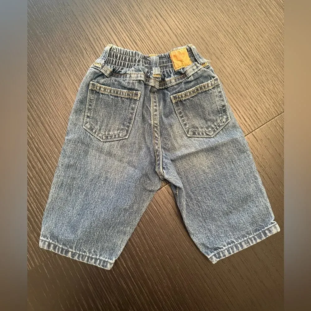 Vintage OshKosh B'gosh Baby Blue Jeans Denim Size 6 Months Elastic Waist